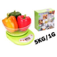Keukenweegschaal Met Kom – weegt tot  5 KG – tot 1 gram nauwkeurig – Kleur Groen