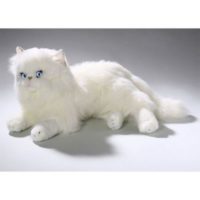Liggende Knuffel witte Perzische Kat 30 cm