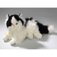 Liggende Knuffel zwart/witte perzische kat 30 cm | Bicolini