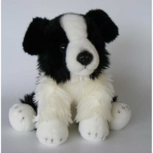 Zittende Knuffel hond Border Collie zwart/wit 30cm | Bicolini