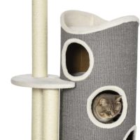 Krabpaal, 109 cm, kattenboom met krabton, klimboom, kattenkrabpaal met kattenbed, kattenmeubel met sisalzuilen, krabton voor katten, wit + grijs