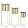 Favani Bloempot op Standaard - Set van 3 - H80 x Ø28 cm - Metaal - Goud